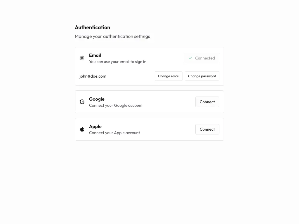 Setting Authentication