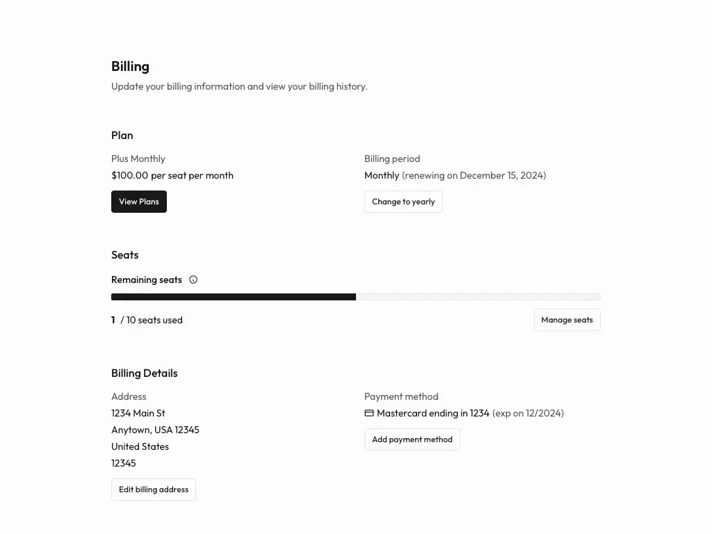 Setting Billing Seats