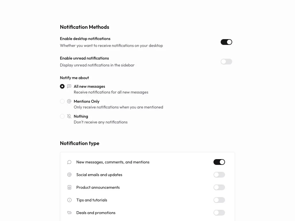 Setting Notification Social